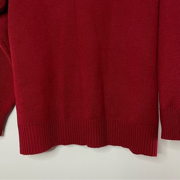 Vintage Oversized Slouchy Knit V Neck Cardigan Sweater Academia Burgandy Red - Picture 5 of 13